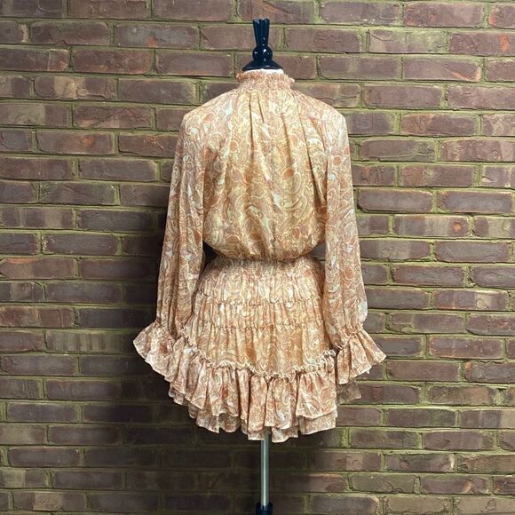 Fate Paisley Print Boho Tiered Ruffle Long Sleeve Dress Size Small NWT - Picture 4 of 6
